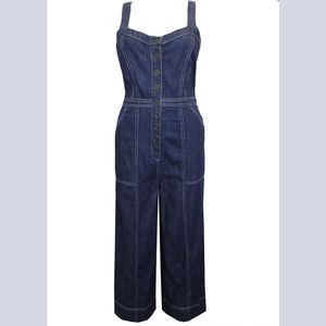 American Eagle Studio Cotton Button Front Denim Jumpsuit Medium